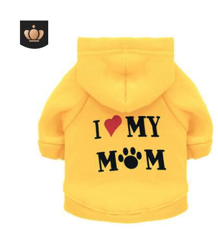 Fleece Dog Hoodie for Pets - "I Love Mom" Design