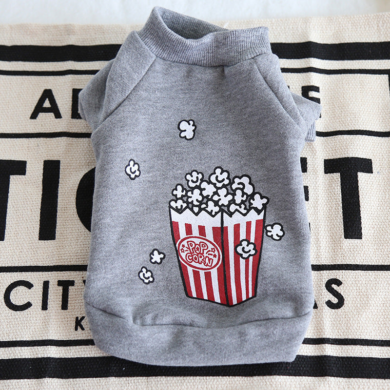 Dog Hoodie with Popcorn and Fries Design