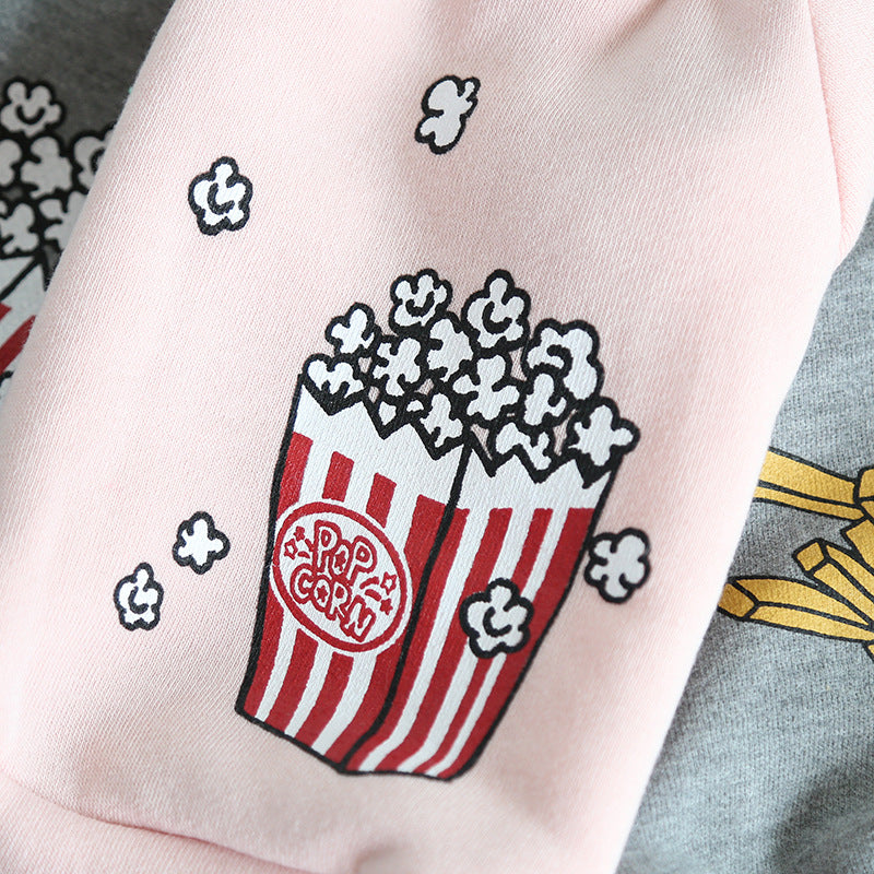 Dog Hoodie with Popcorn and Fries Design