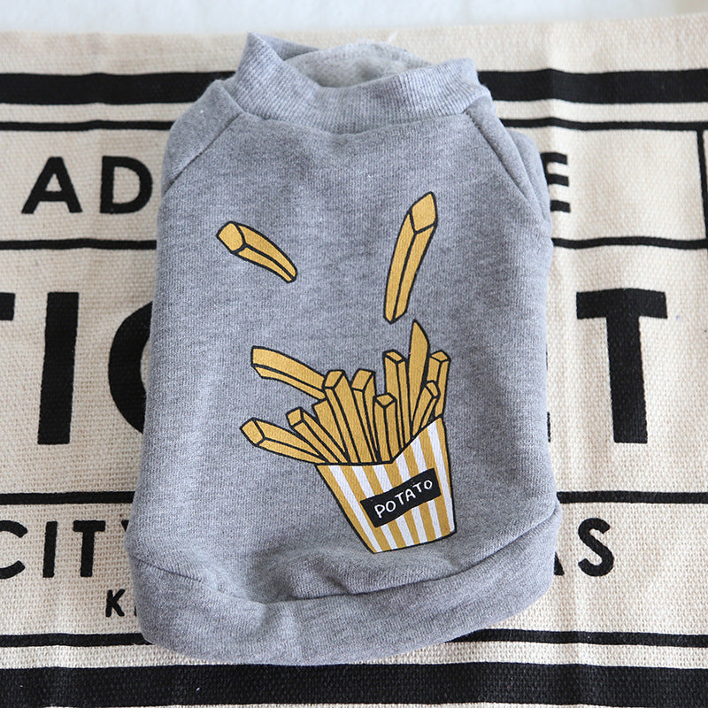 Dog Hoodie with Popcorn and Fries Design